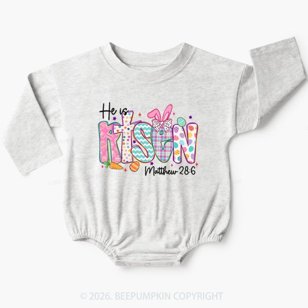 He Is Risen Christian Easter Baby Bubble Romper