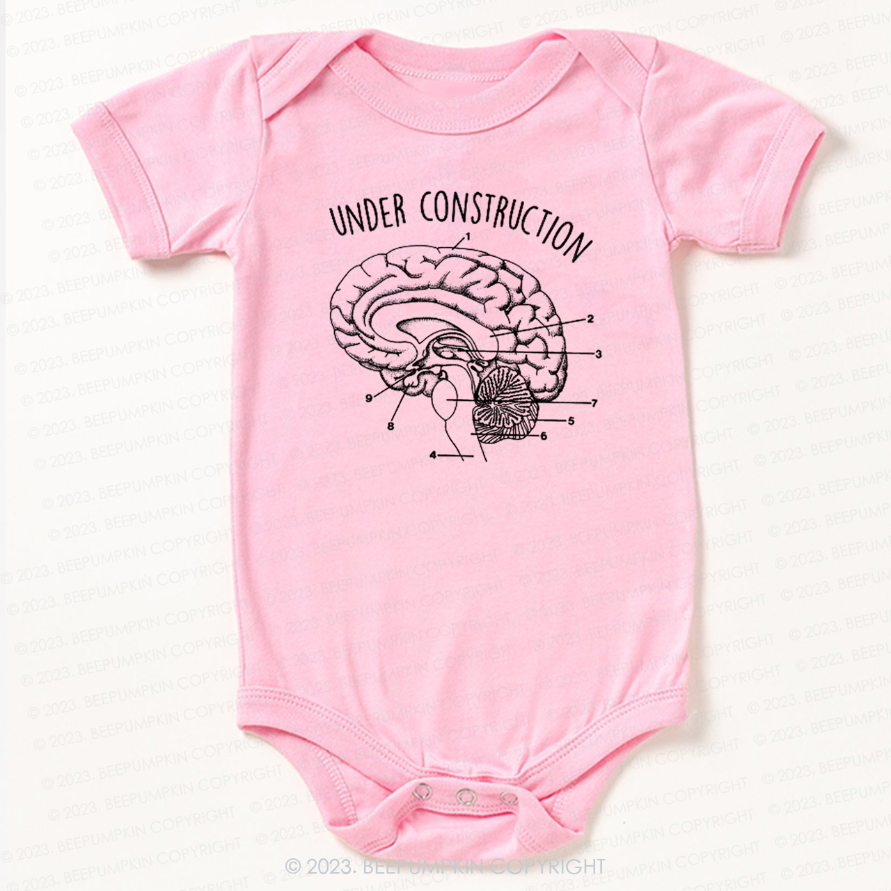 Under Construction Brain Diagram Bodysuit For Baby