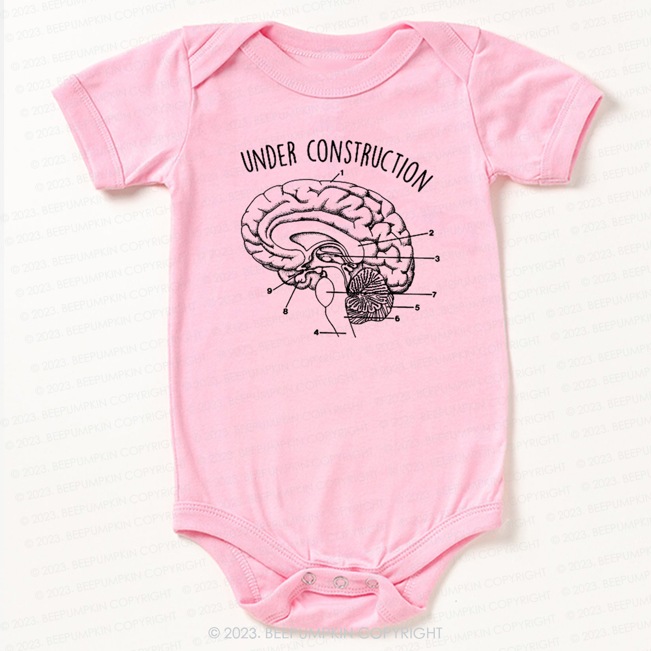 Under Construction Brain Diagram Bodysuit For Baby