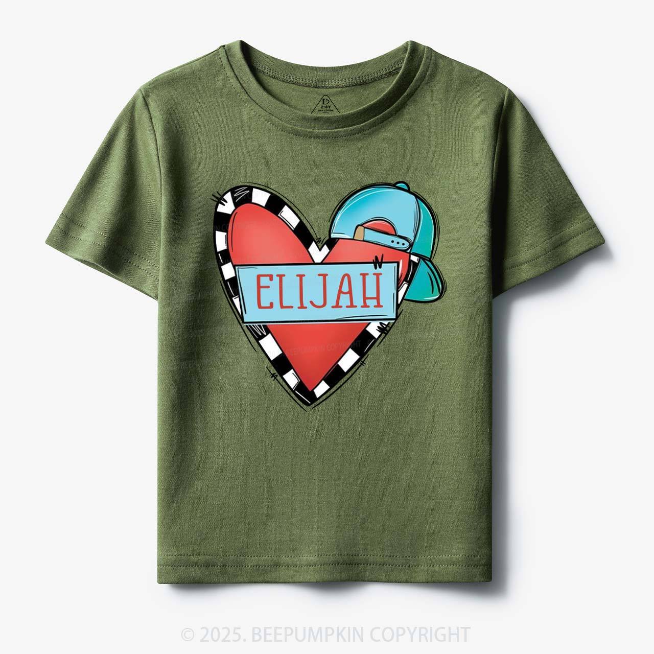 Personalized Cool Heart Toddler&Kid's Tees Beepumpkin