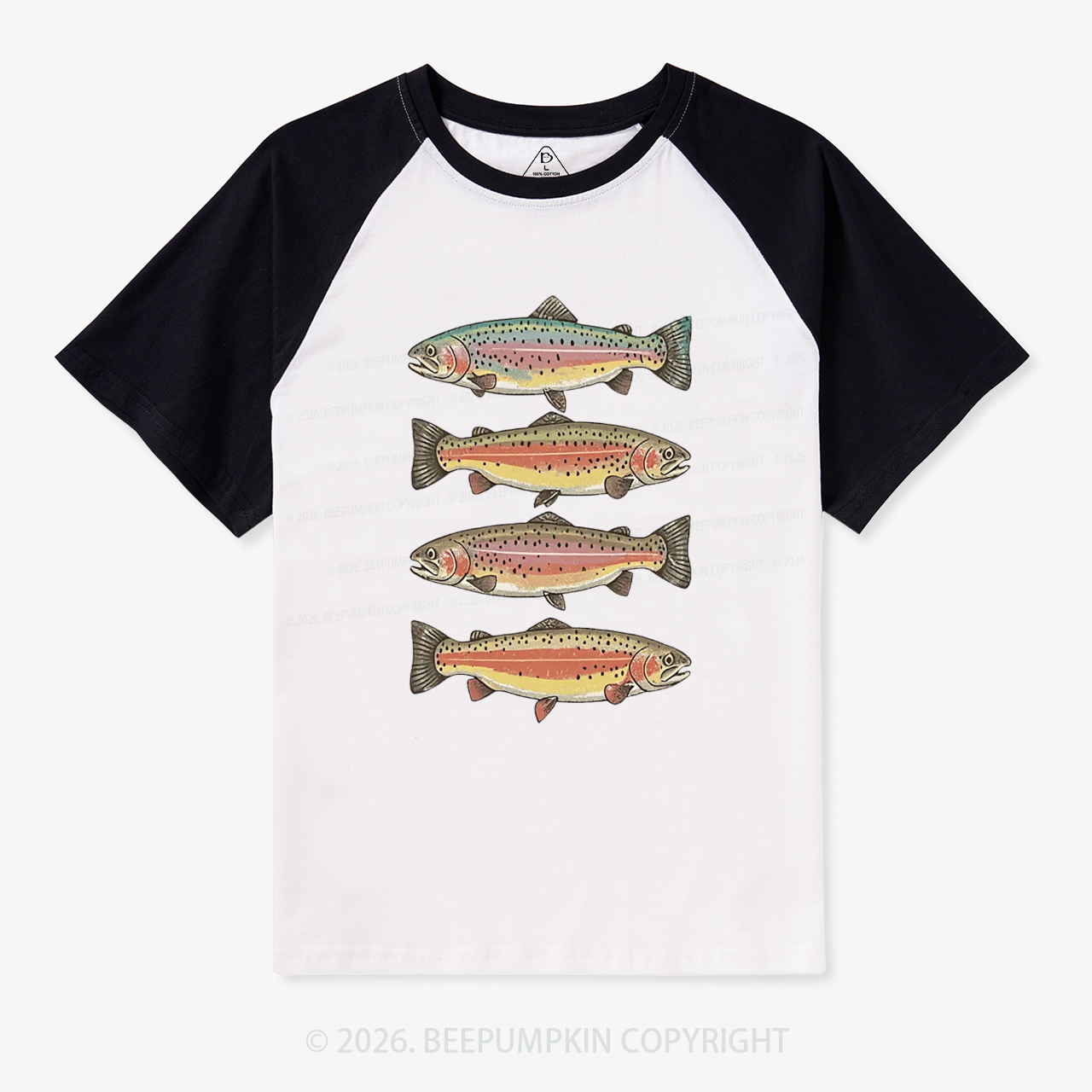 Trout Fish Vintage Raglan T-Shirt