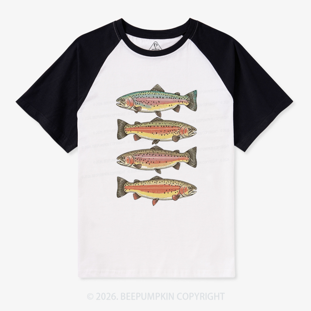 Trout Fish Vintage Raglan T-Shirt