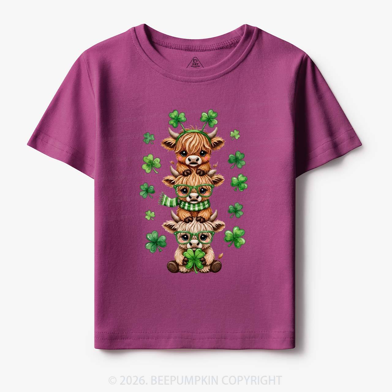 Highland Cow St. Patrick's Day Toddler&Kid's Tees Beepumpkin