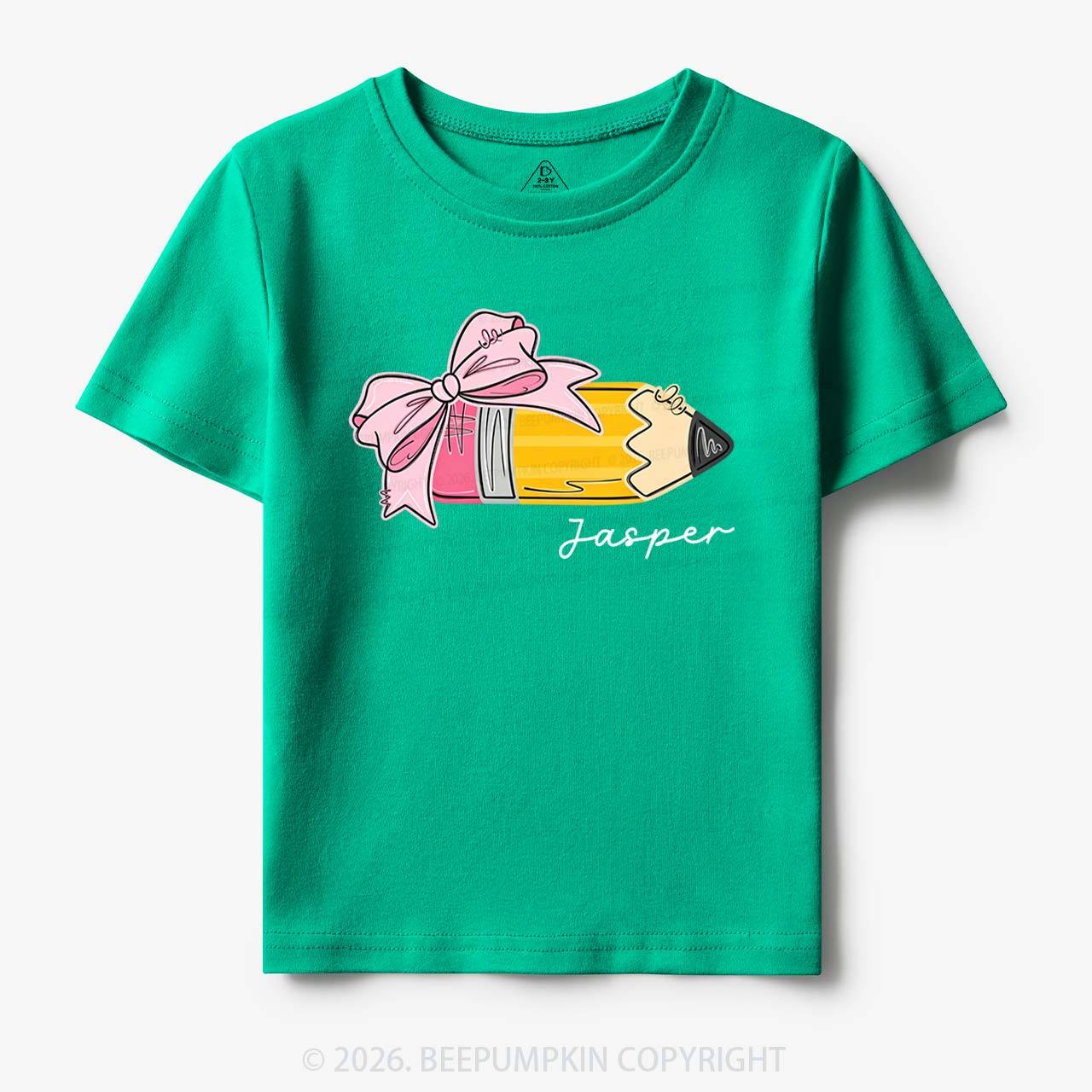 Personalized Name Girls Pencil With Bow Toddler&Kid's Tees