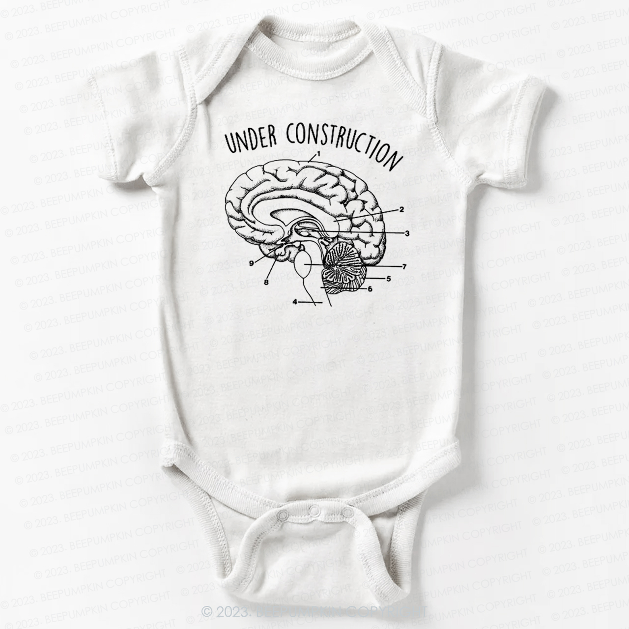 Under Construction Brain Diagram Bodysuit For Baby