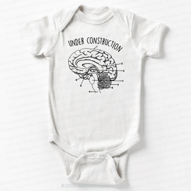 Under Construction Brain Diagram Bodysuit For Baby