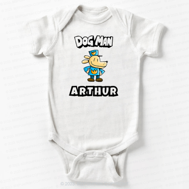 Personalised Dog Man Funny Book Day Bodysuit For Baby