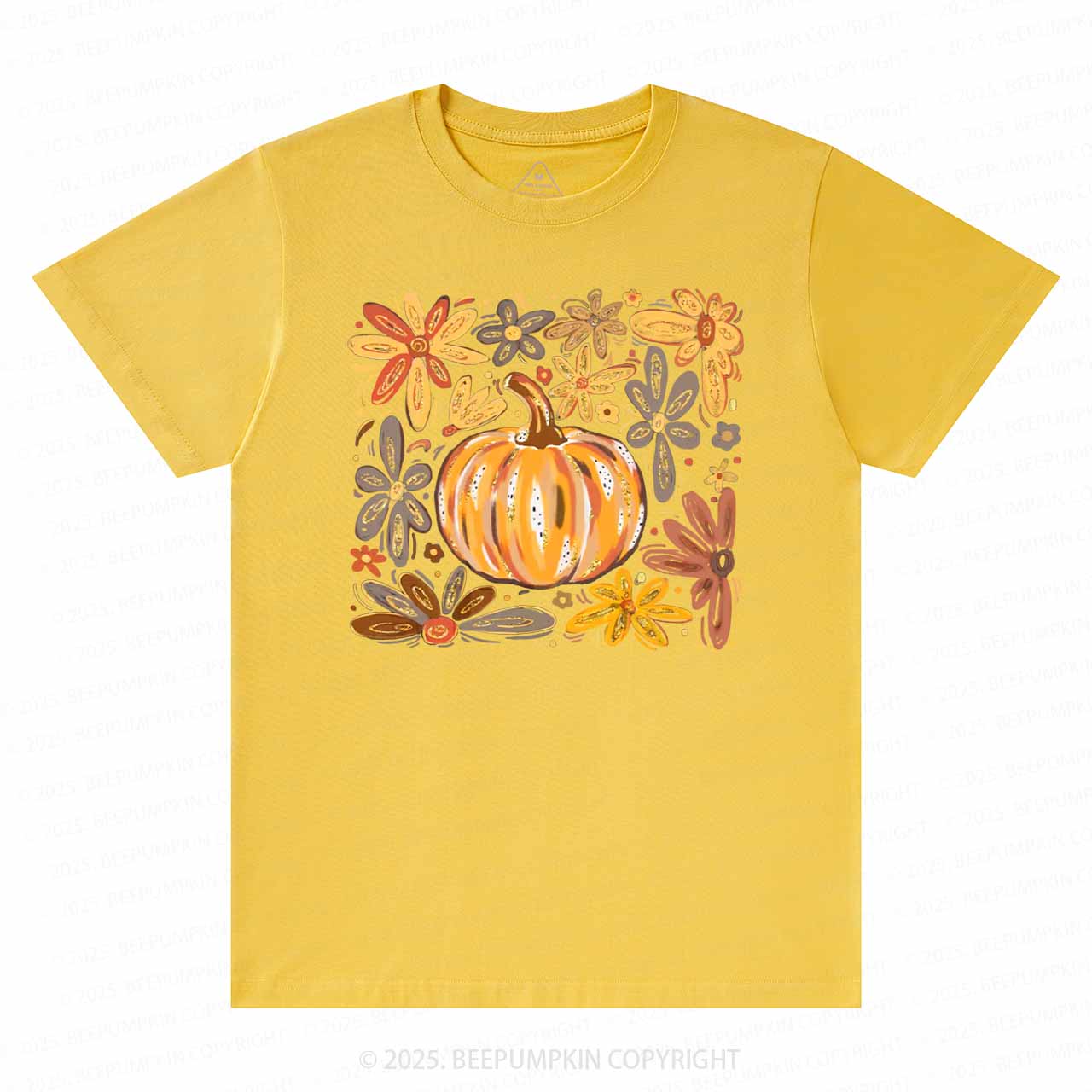 Glitter Boho Fall Floral Pumpkin T-Shirts Beepumpkin 