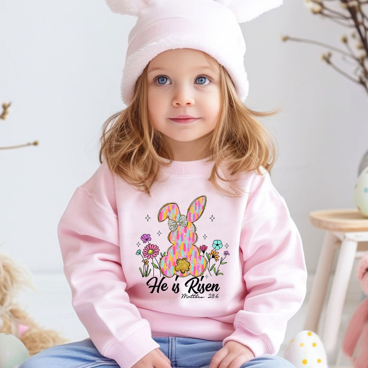 Risen In Bloom Faith & Flowers Kid's Sweatshirt