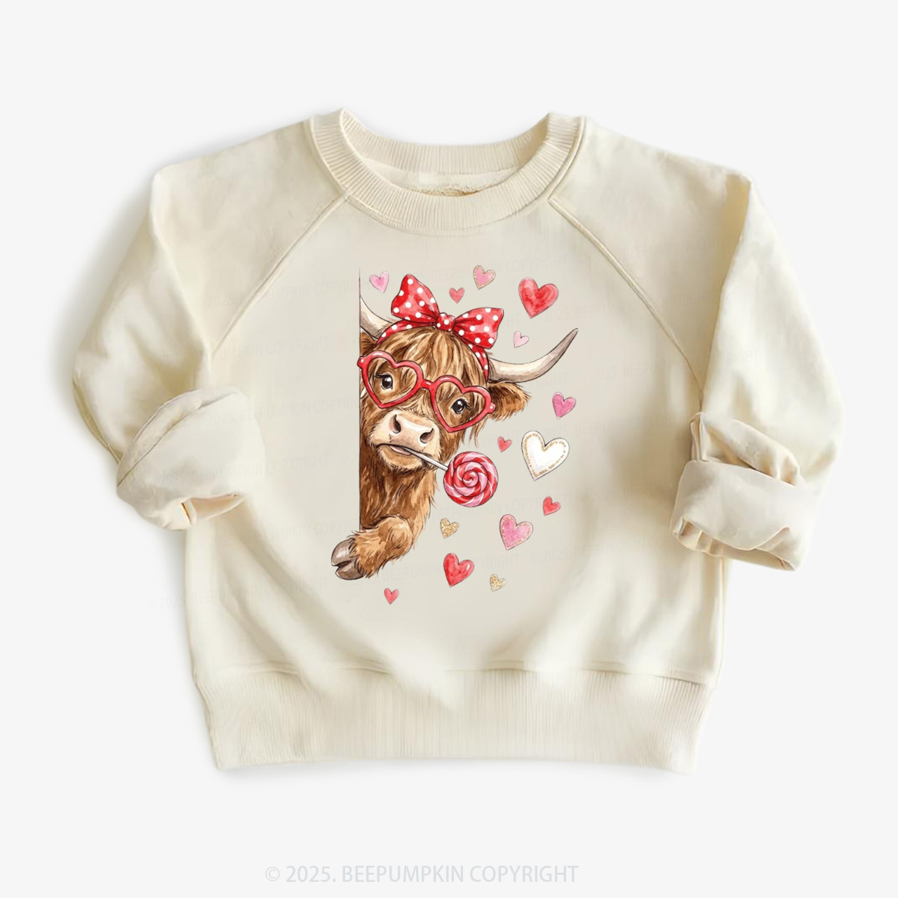 Valentine Highland Cow Kid's Sweatshirt