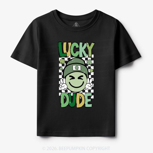 Retro Lucky Dude St.Patricks Day-Toddler&Kids Tees