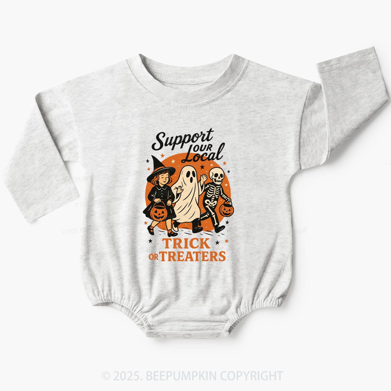 Support Your Local Trick or Treaters Baby Bubble Romper Beepumpkin