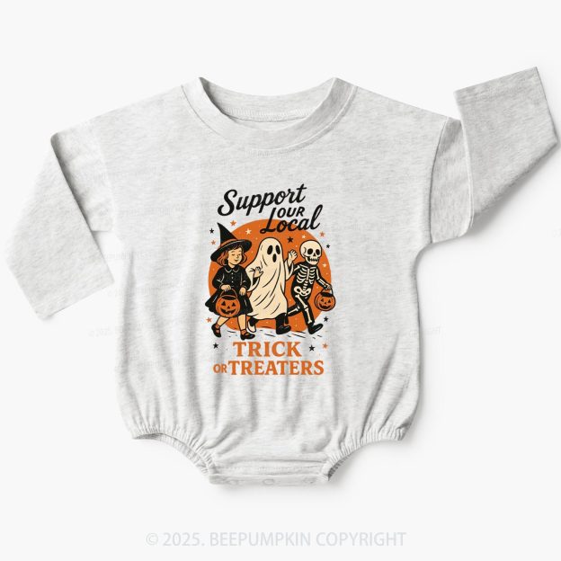 Support Your Local Trick or Treaters Baby Bubble Romper Beepumpkin