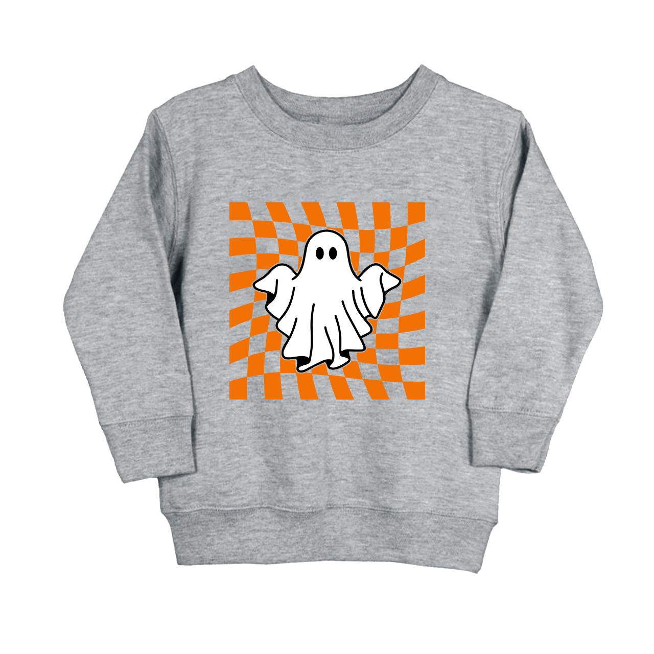 Checkered Ghost Retro Halloween Sweatshirt For Kids
