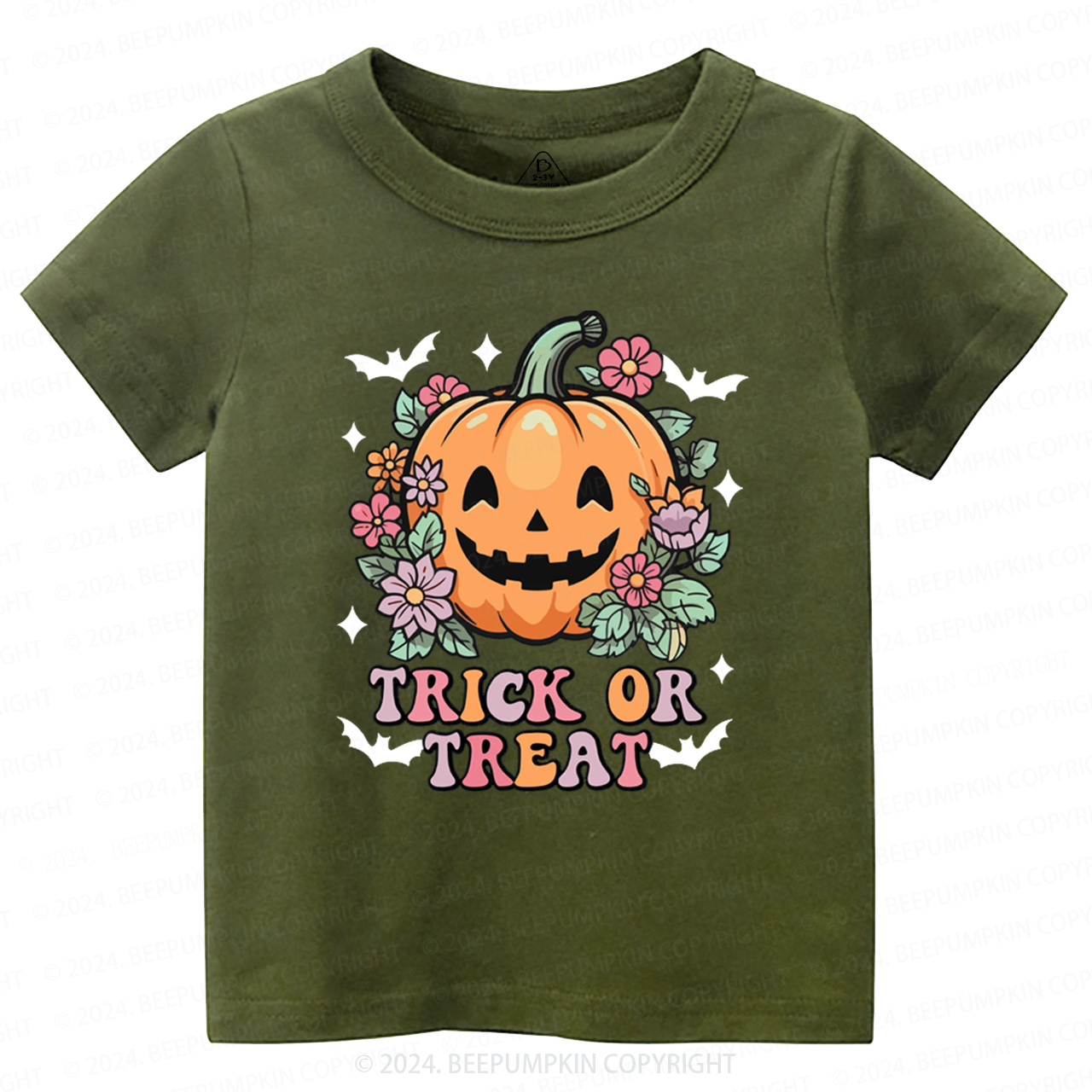 Hippie Ghost Halloween Trick Or Treat PumpkinToddler&Kids Tees 
