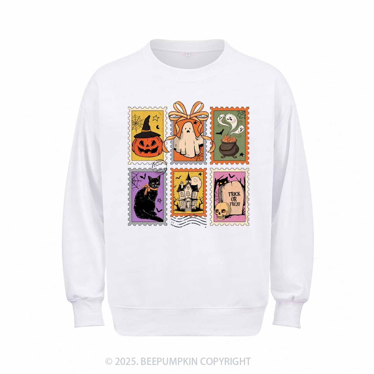 Retro Halloween Cat Ghost Sweatshirt Beepumpkin