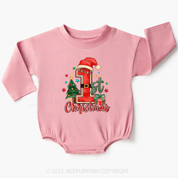 First Christmas Baby Bubble Romper Beepumpkin