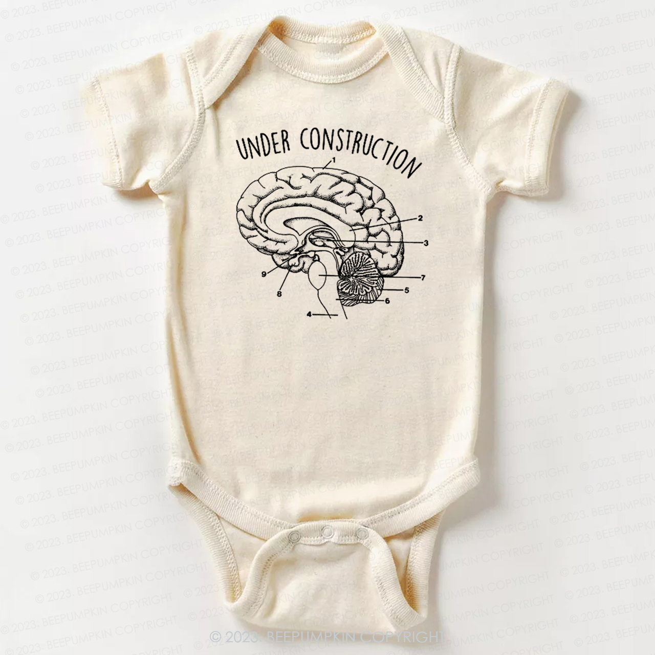 Under Construction Brain Diagram Bodysuit For Baby