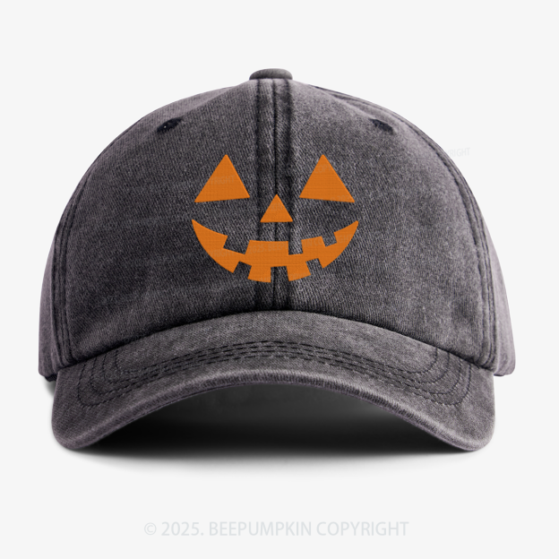Jack-o-lantern Pumpkin Embroidered Washed Baseball Cap For Kids