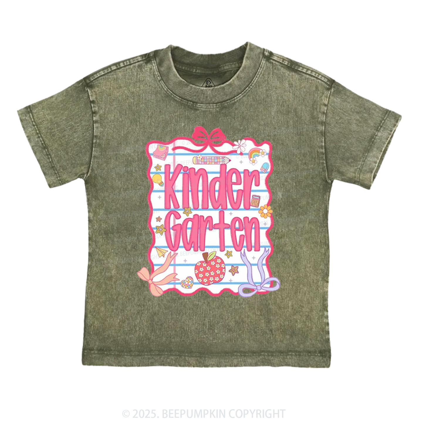 Personalized Pink Bow Grade Toddler&Kids Washed Tees