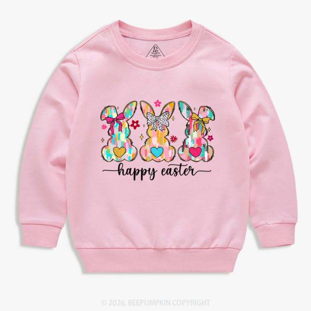 Pastel Brush Happy Bunnies Kid's Sweatshirt