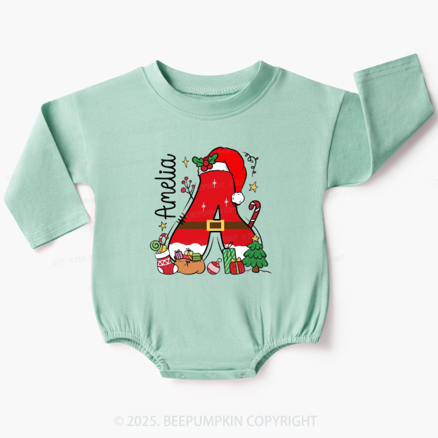 Personalized Alphabet Name Christmas Baby Bubble Romper Beepumpkin