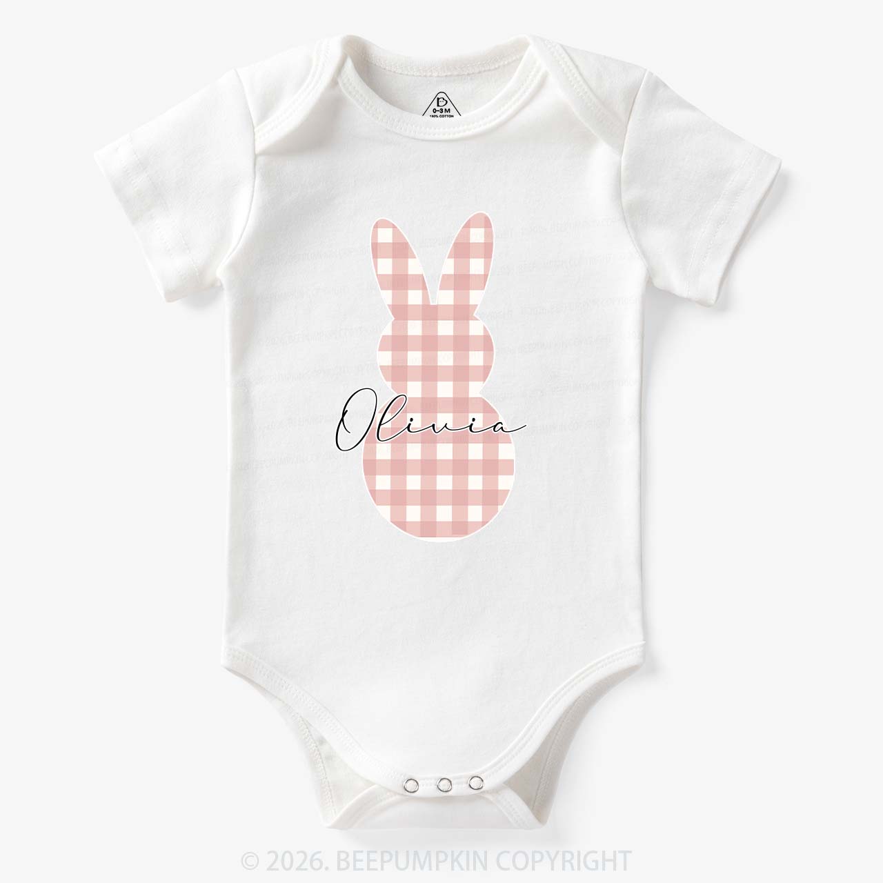 Personalised Easter Petit Gingham Bunny Bodysuit