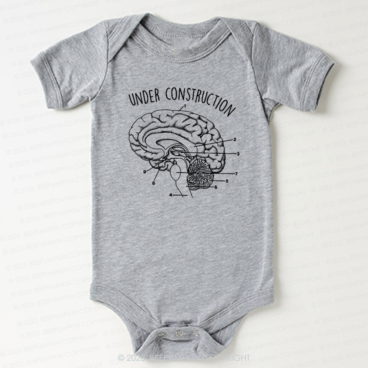 Under Construction Brain Diagram Bodysuit For Baby