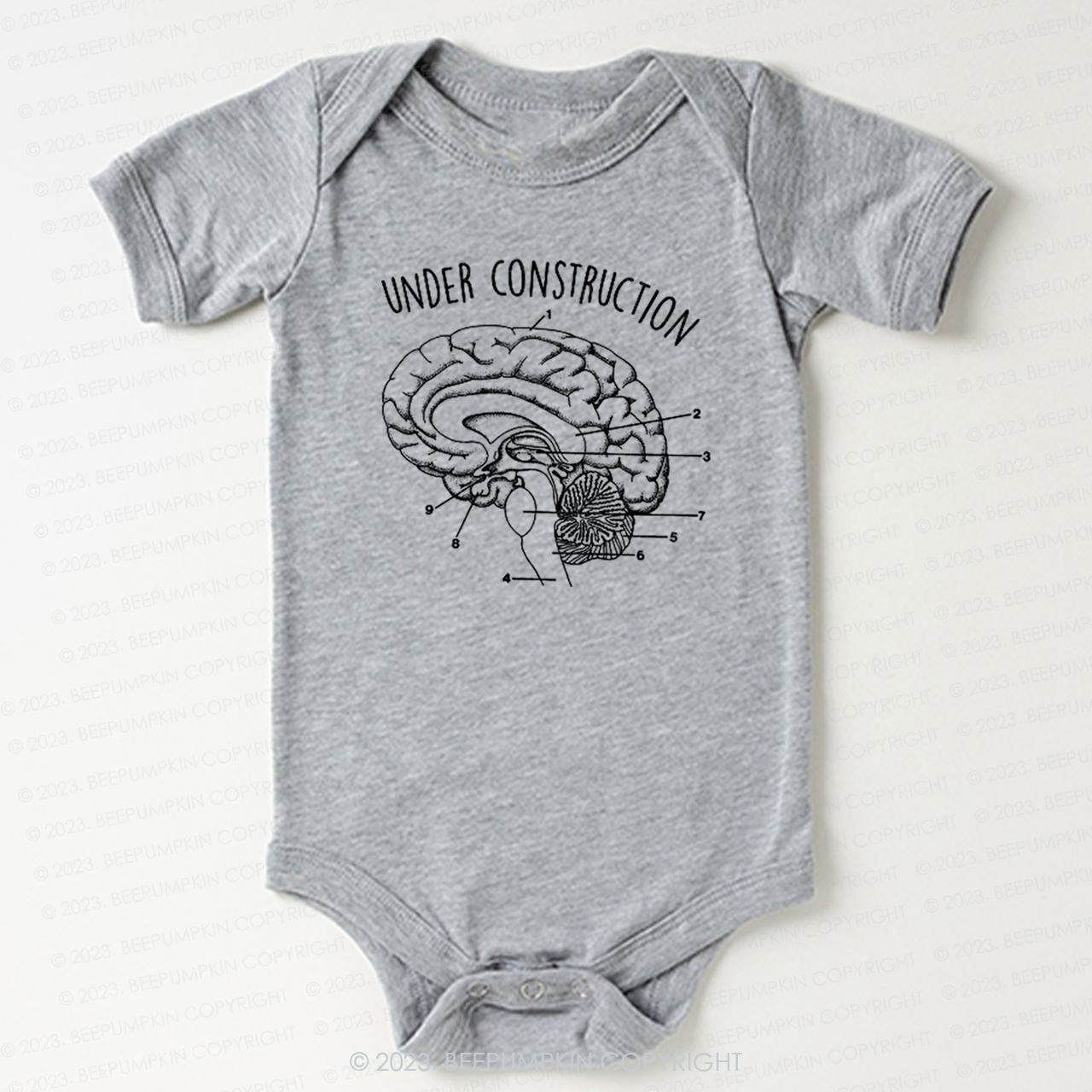 Under Construction Brain Diagram Bodysuit For Baby