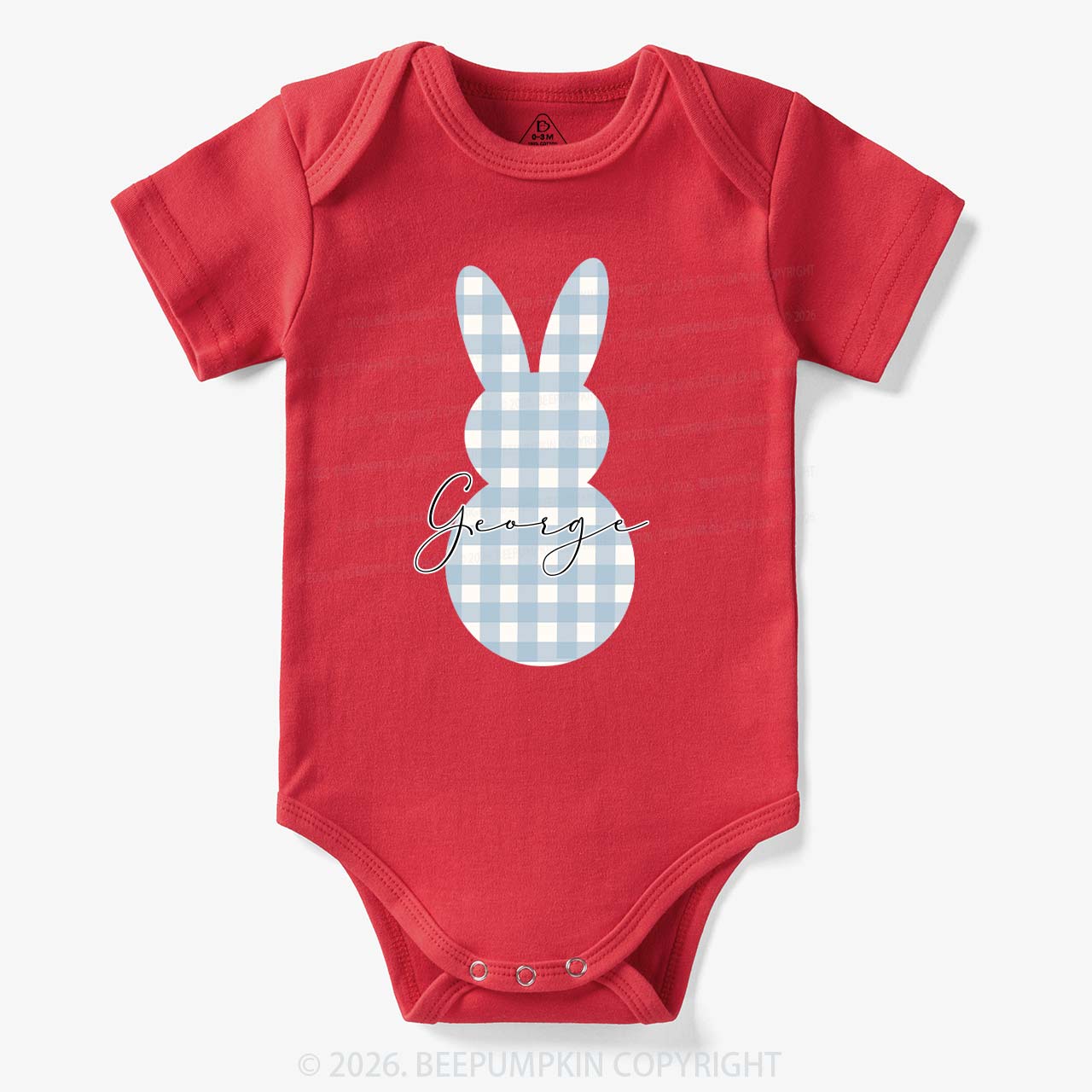 Personalised Easter Petit Gingham Bunny Bodysuit