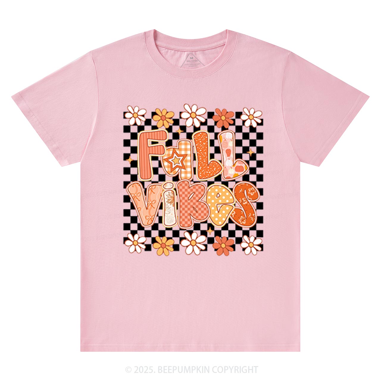Floral Fall Checkered T-Shirts Beepumpkin