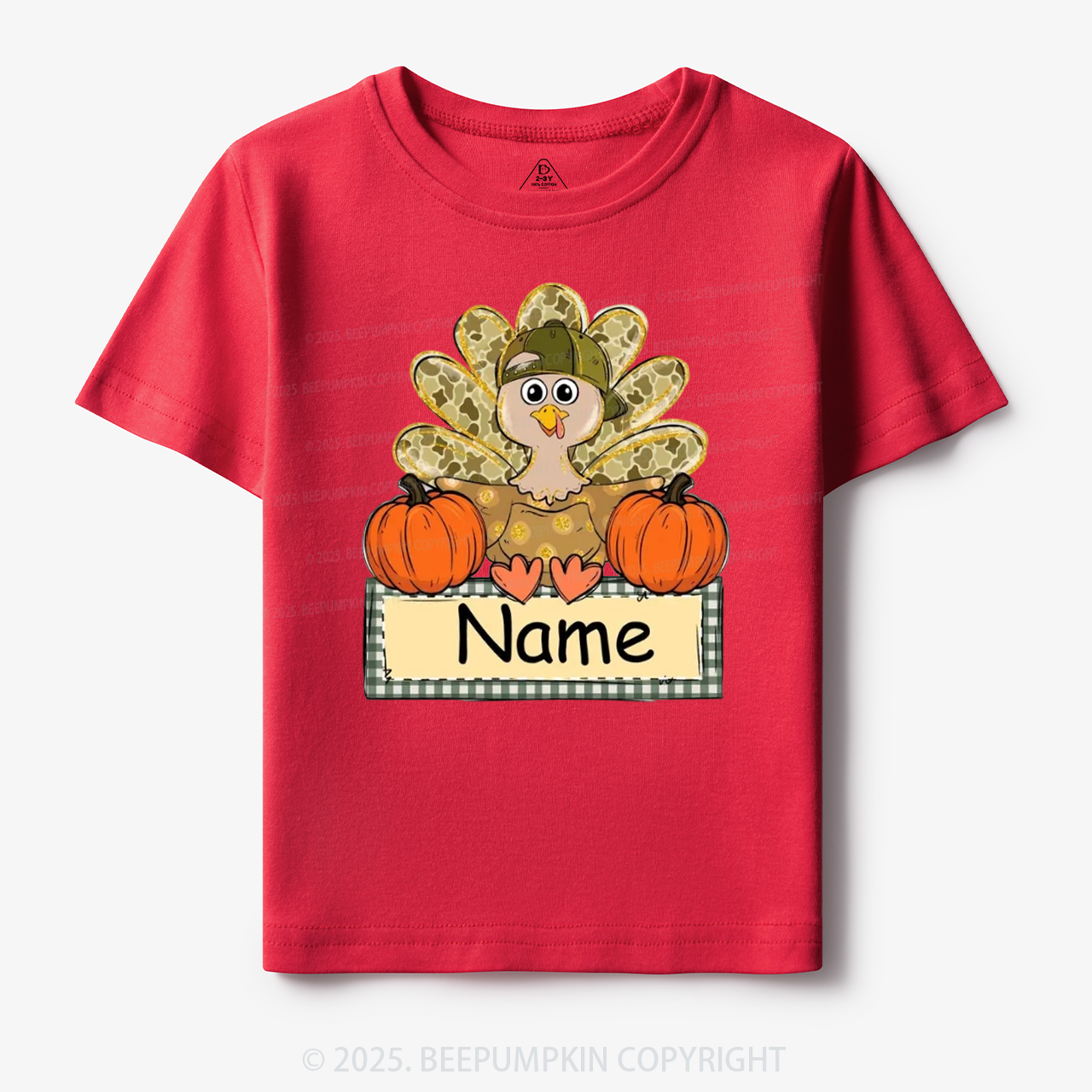Personalized Fall Turkey Name Thanksgiving Toddler&Kid's Tees Beepumpkin