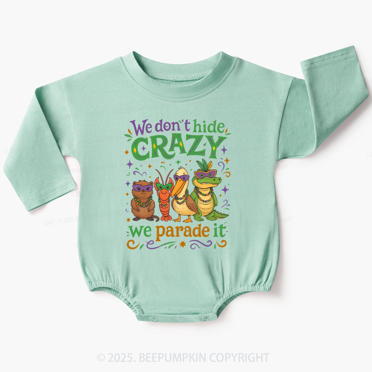 We Parade It Kids Mardi Gras Baby Bubble Romper Beepumpkin