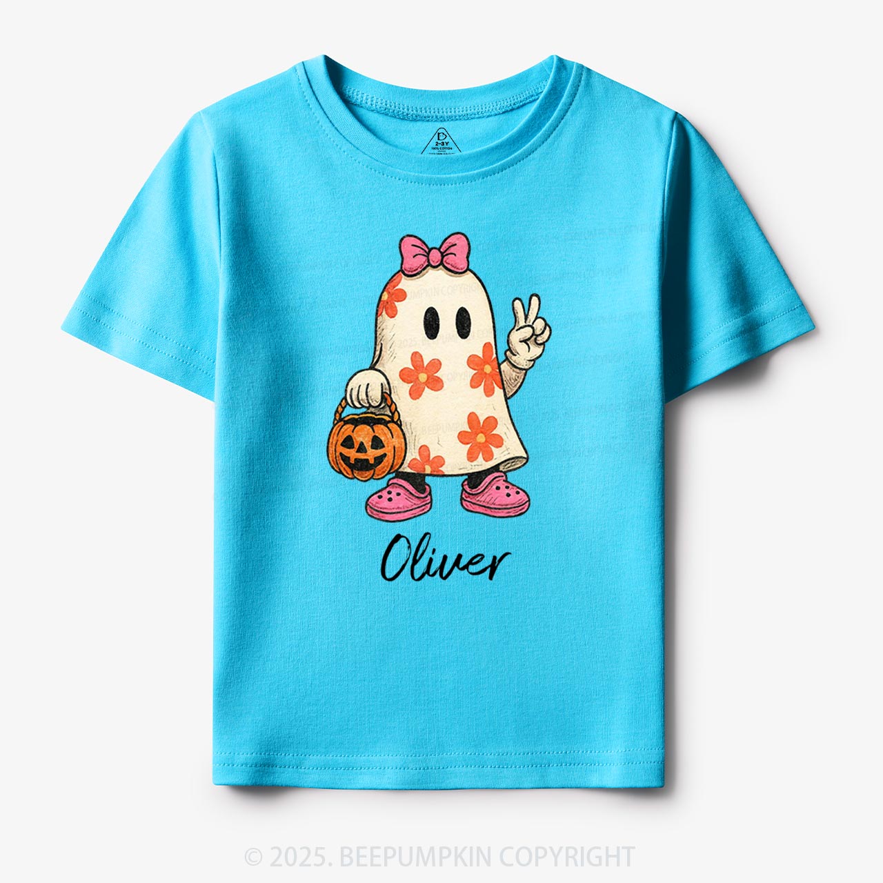 Personalized Halloween Cute Ghost and Pumpkin Toddler&Kid's Tees Beepumpkin