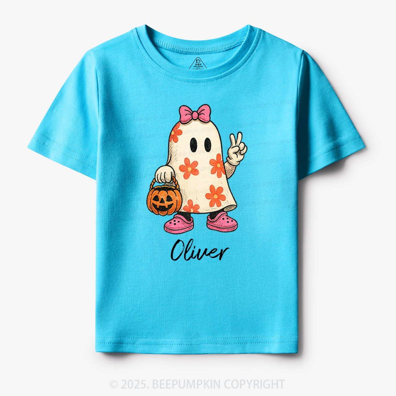 Personalized Halloween Cute Ghost and Pumpkin Toddler&Kid's Tees Beepumpkin