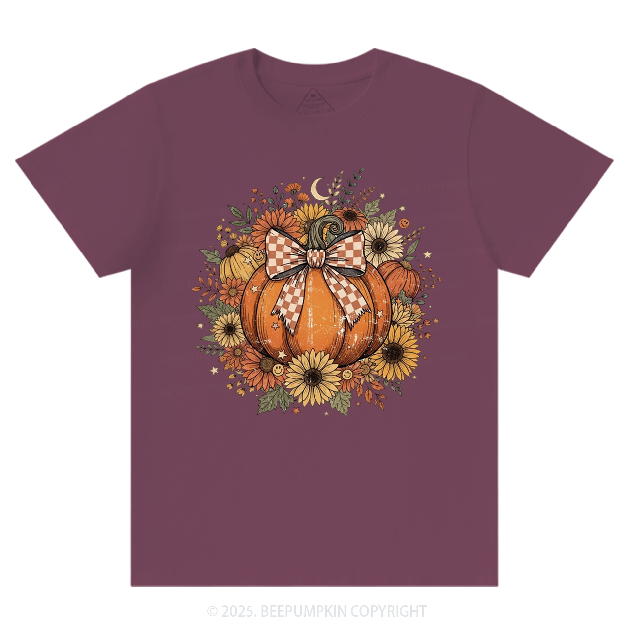 Fall Coquette Boho Floral Pumpkin Bow T-Shirts Beepumpkin