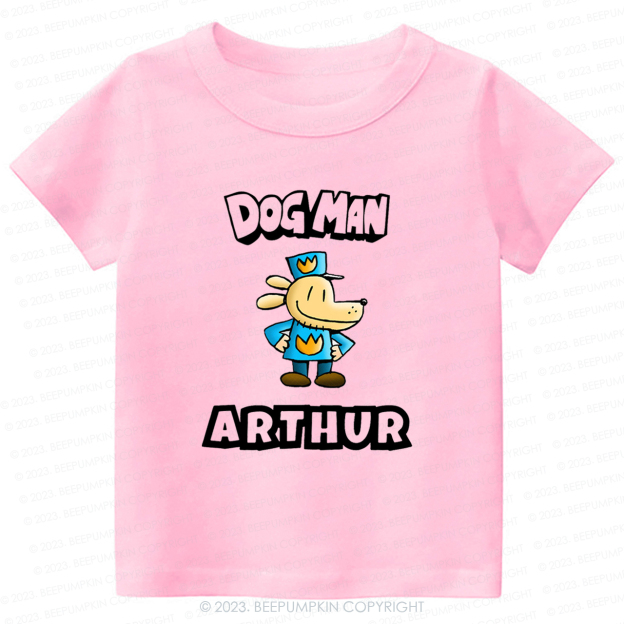 Personalised Dog Man Funny Book Day Kids Shirt