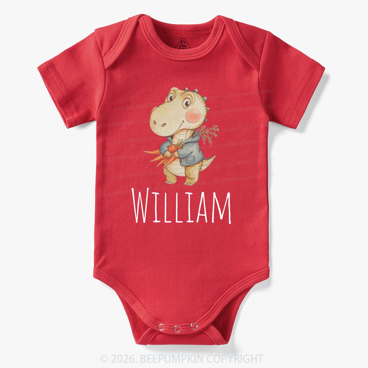 Personalized Watercolor Dino Friend Baby Bodysuit