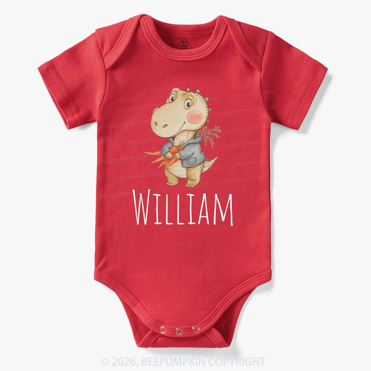Personalized Watercolor Dino Friend Baby Bodysuit