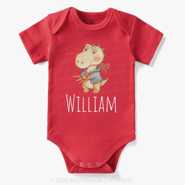 Personalized Watercolor Dino Friend Baby Bodysuit