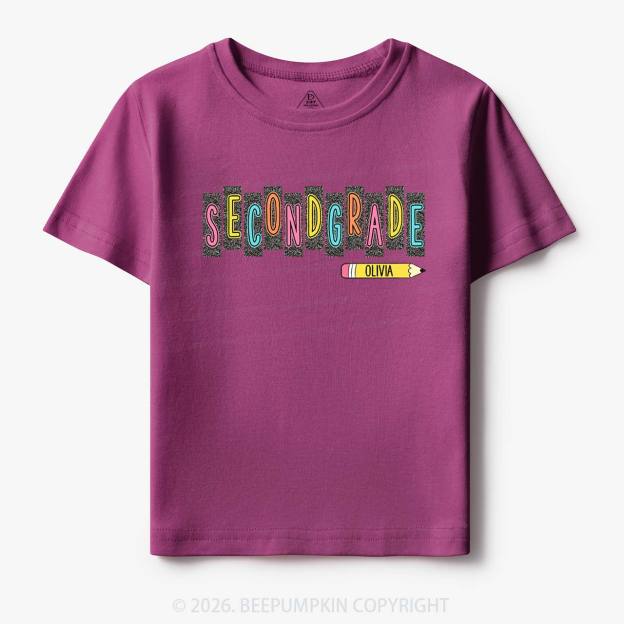 Personalized Name Preppy Daisy Floral Back to School Toddler&Kid's Tees