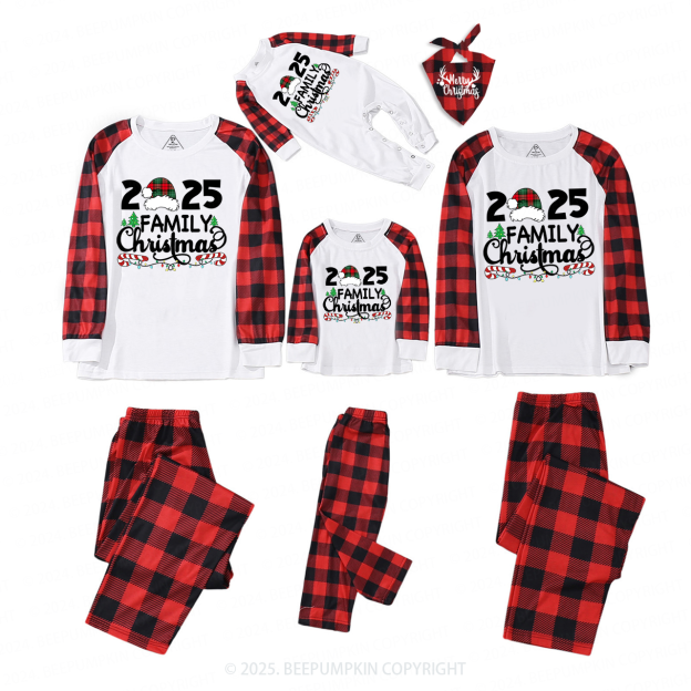 2025 Family Christmas Plaid Hat Matching Pajamas Beepumpkin