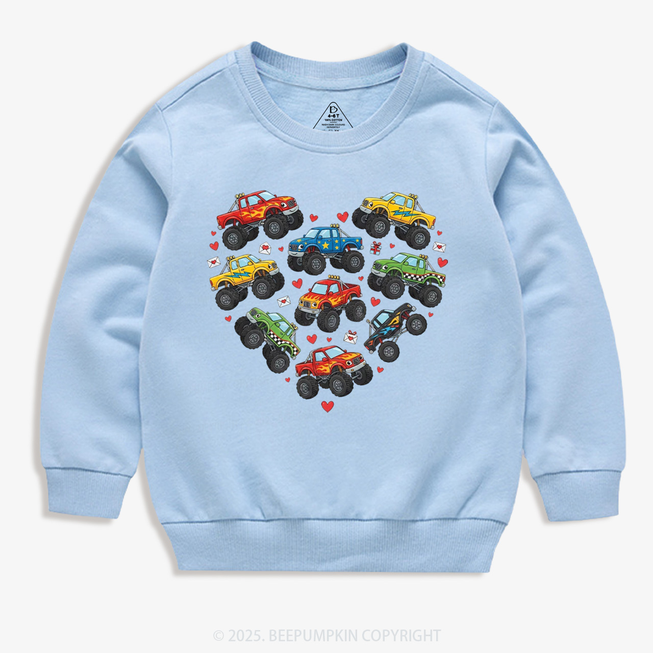 Heart On Wheels Valentine's Day Kid's Sweatshirt