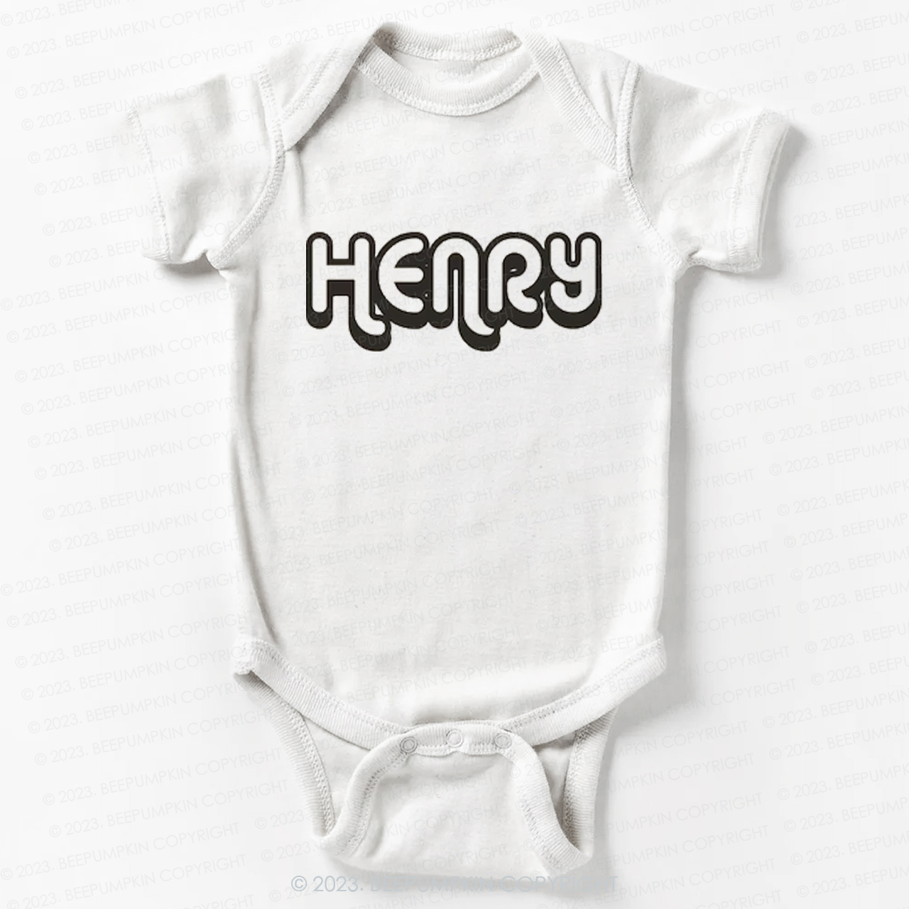 Retro Custom Name Baby Bodysuit - Personalized Natural Baby Bodysuit