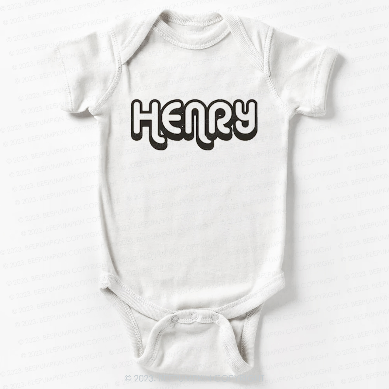 Retro Custom Name Baby Bodysuit - Personalized Natural Baby Bodysuit