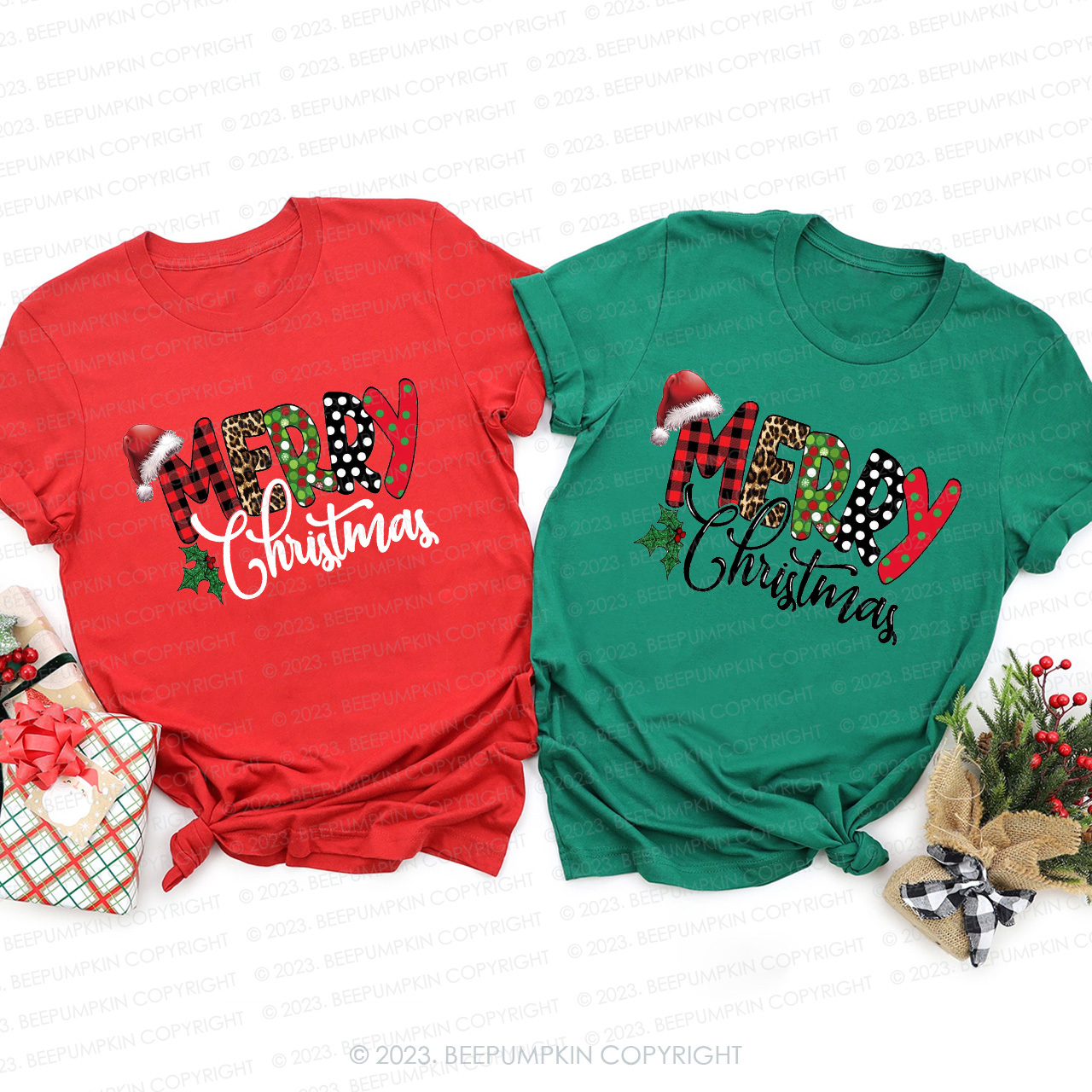 Merry Christmas Buffalo Plaid Love Shirts For Family Beepumpkin