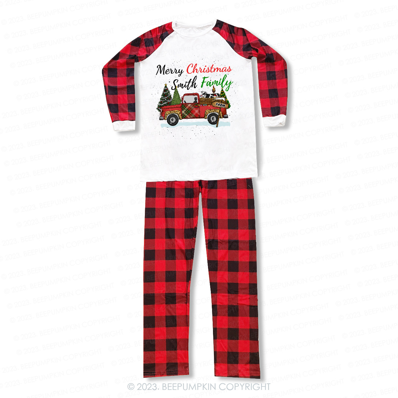 Personalized Christmas Fram Truck Matching Pajamas Beepumpkin
