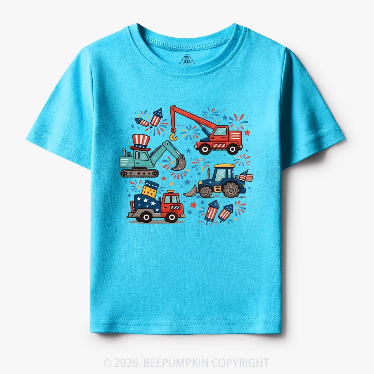4th of July Construction Patriotic Truck Toddler&Kid's Tees