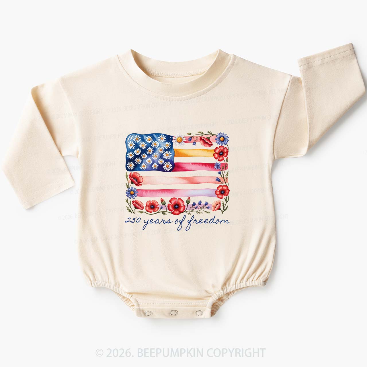 250 Years of Freedom Patriotic Baby Bubble Romper