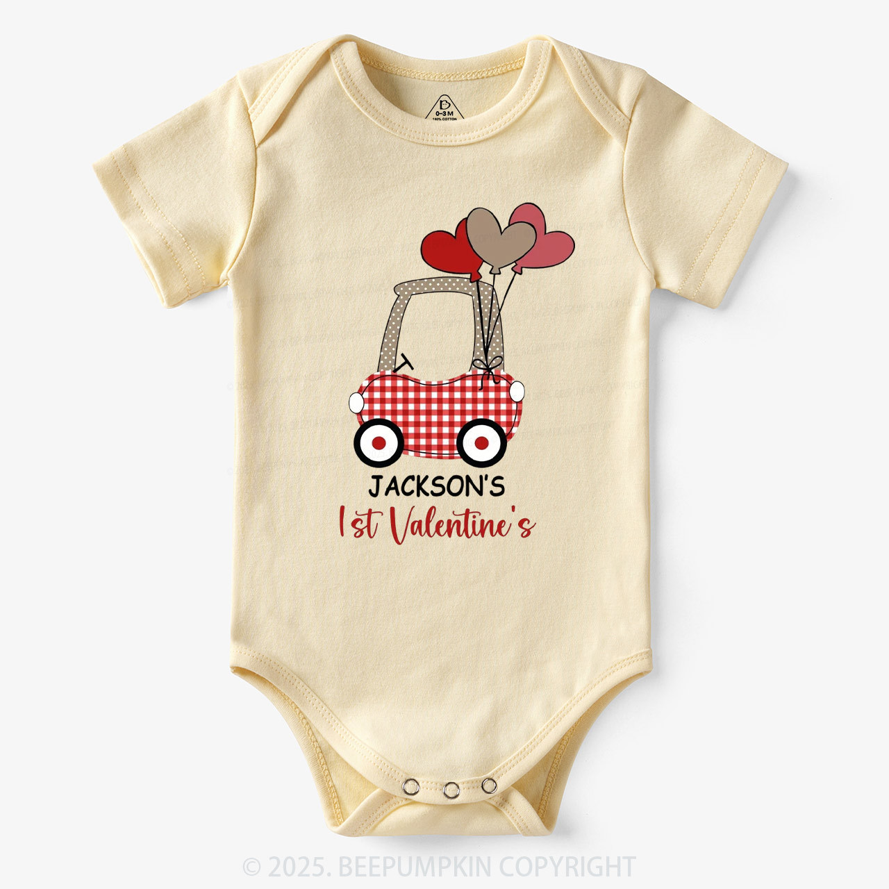 Personalized Car My First Valentine's Day Bodysuit Beepumpkin